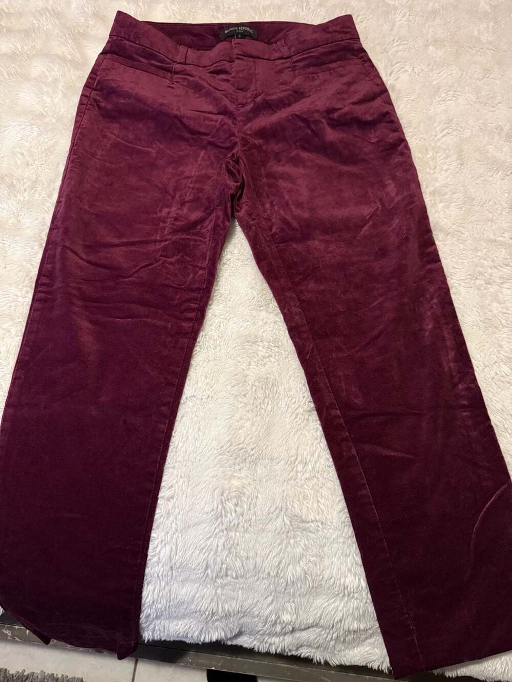 Banana Republic Sloan Pants Size 2 Burgundy Velvet Corduroy